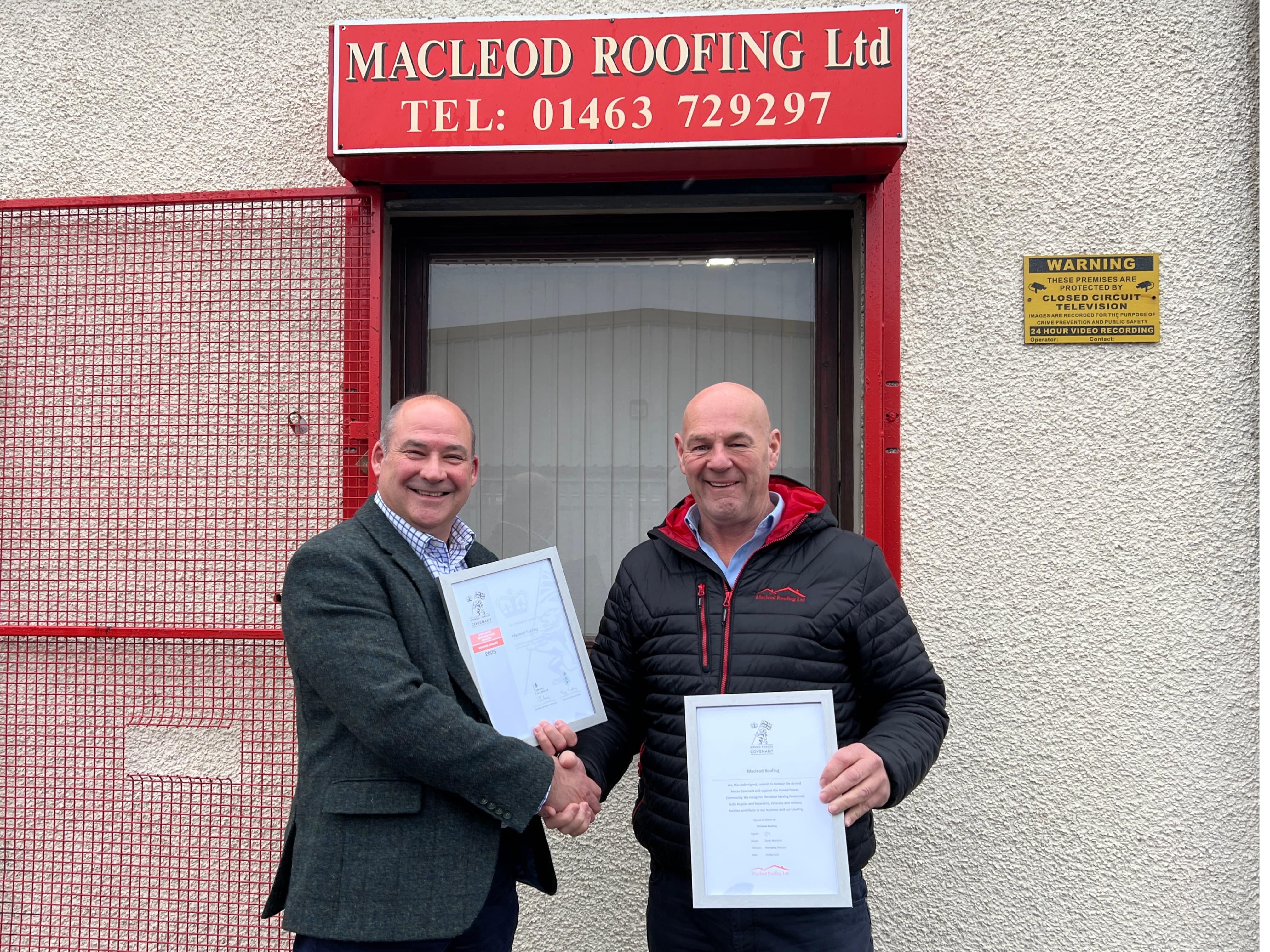Macleod Roofing signs Armed Forces Covenant