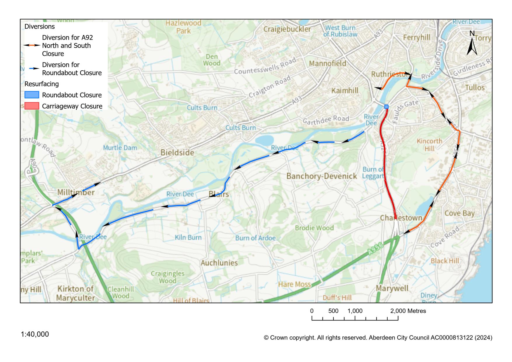 Resurfacing on Bridge of Dee roundabout and nearby major roads