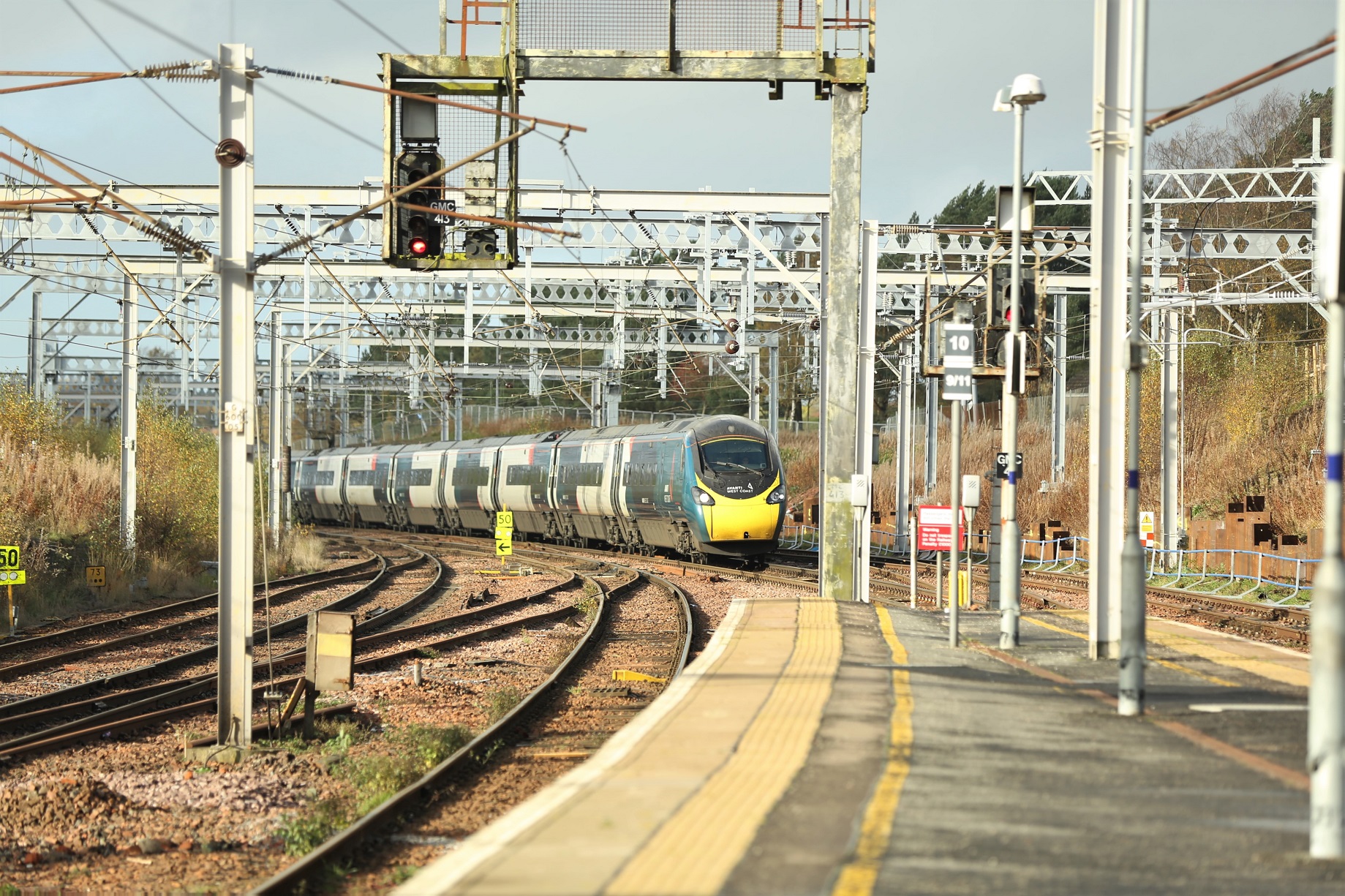 Overhead electrification structures installed at Carstairs junction upgrade