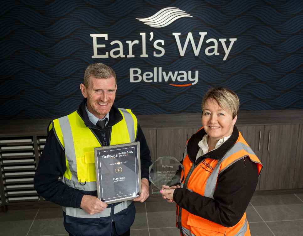 Glenrothes development named top site at Bellway’s 2023 Health and Safety Awards