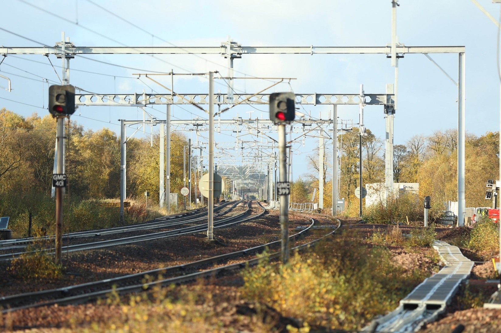 Overhead electrification structures installed at Carstairs junction upgrade