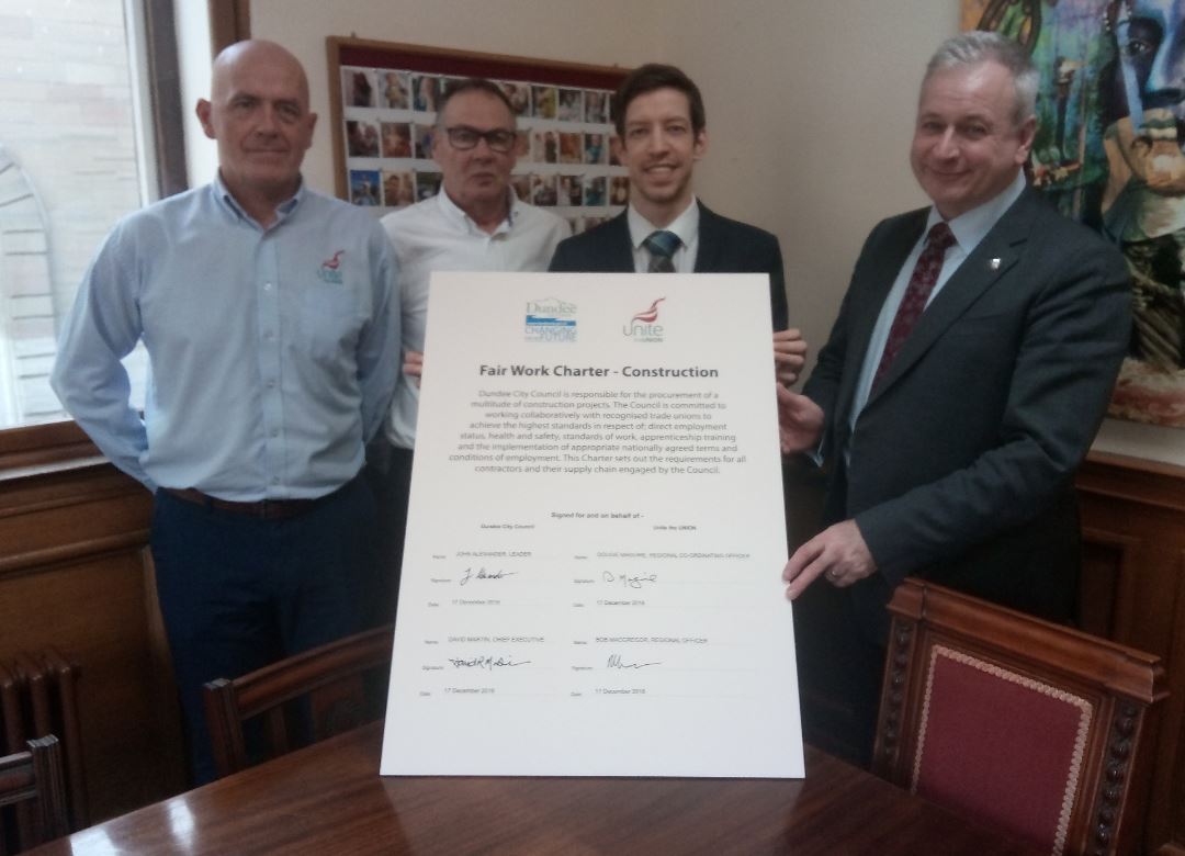 Construction fair work charter signed by Dundee City Council