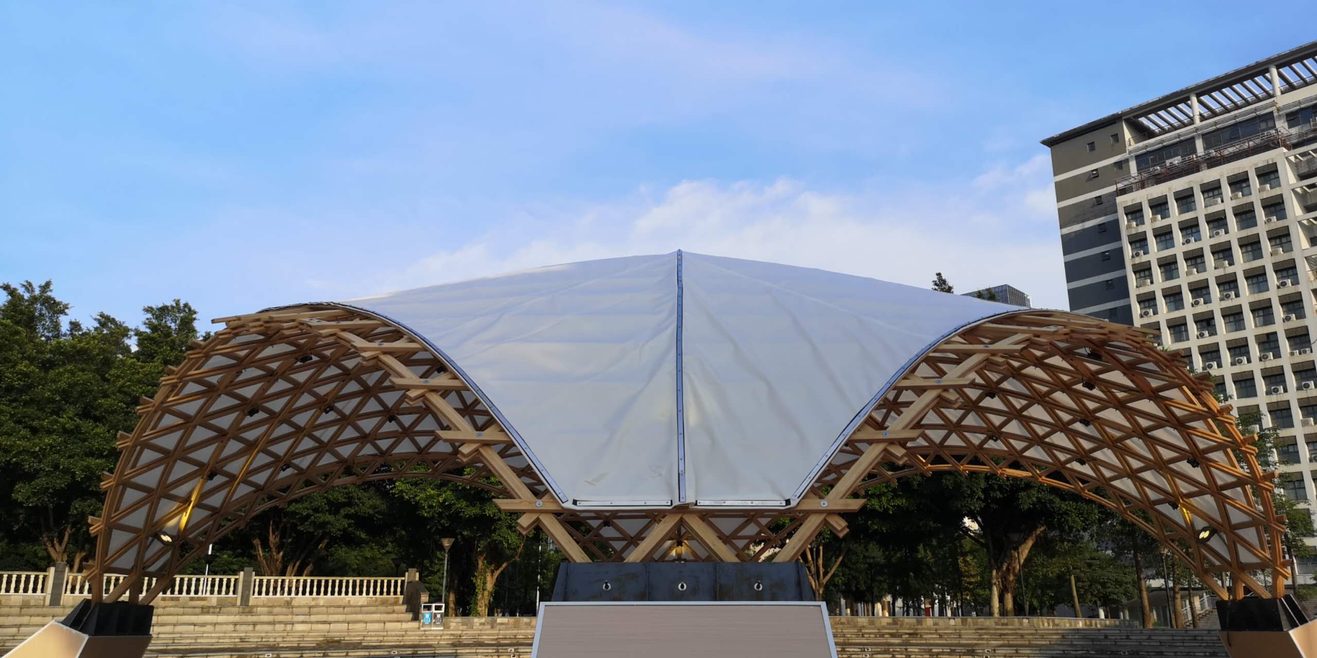 And finally... students mark completion of bamboo structure in world first