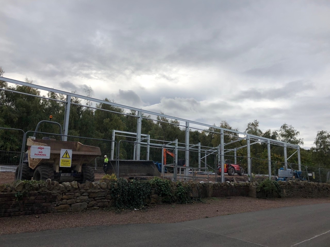 Steel frame for new engine shed erected at Prestongrange Heritage Park