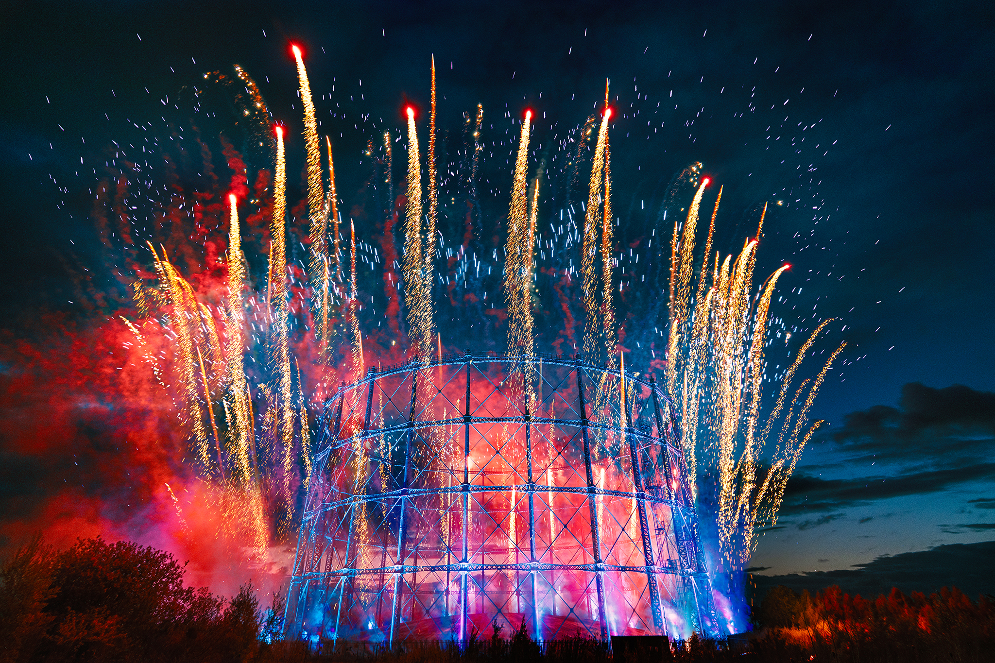 And finally... Granton skyline lit up with gasholder project