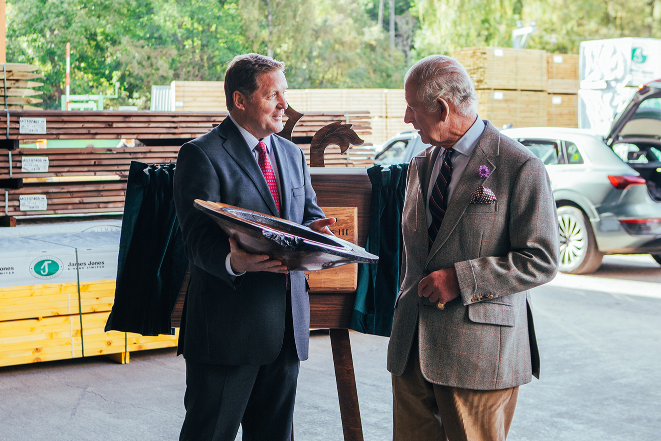 King Charles visits James Jones & Sons' Aboyne site