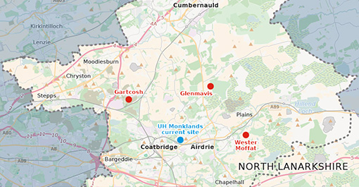 Public and NHS staff to evaluate site options for new University Hospital Monklands