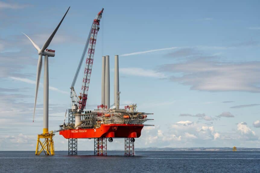 First wind turbine installed at Neart na Gaoithe offshore wind farm