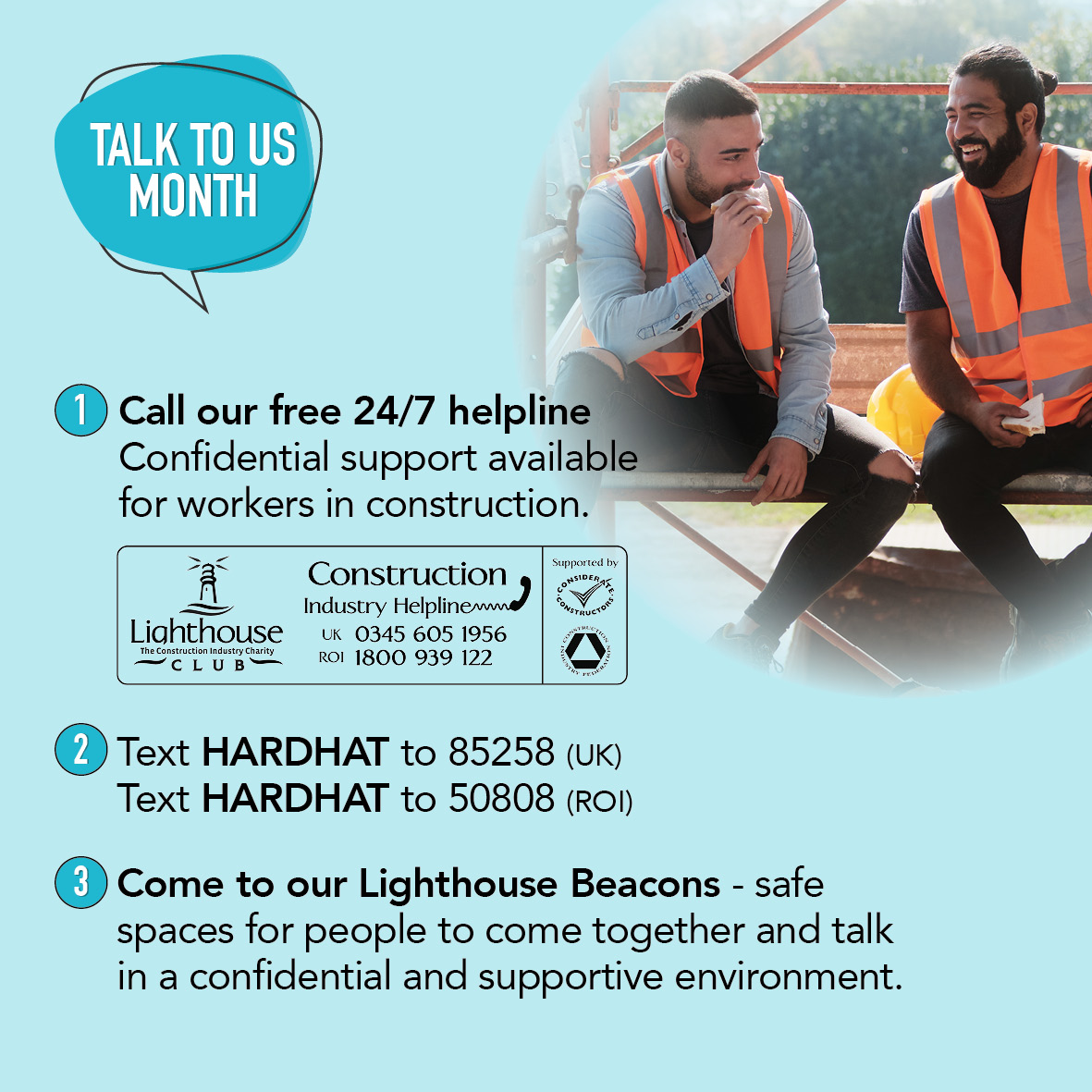 Lighthouse construction charity urges workers to 'Talk to Us'
