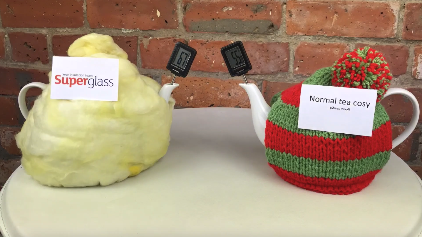 And finally... Superglass puts glass wool tea cosy to the test