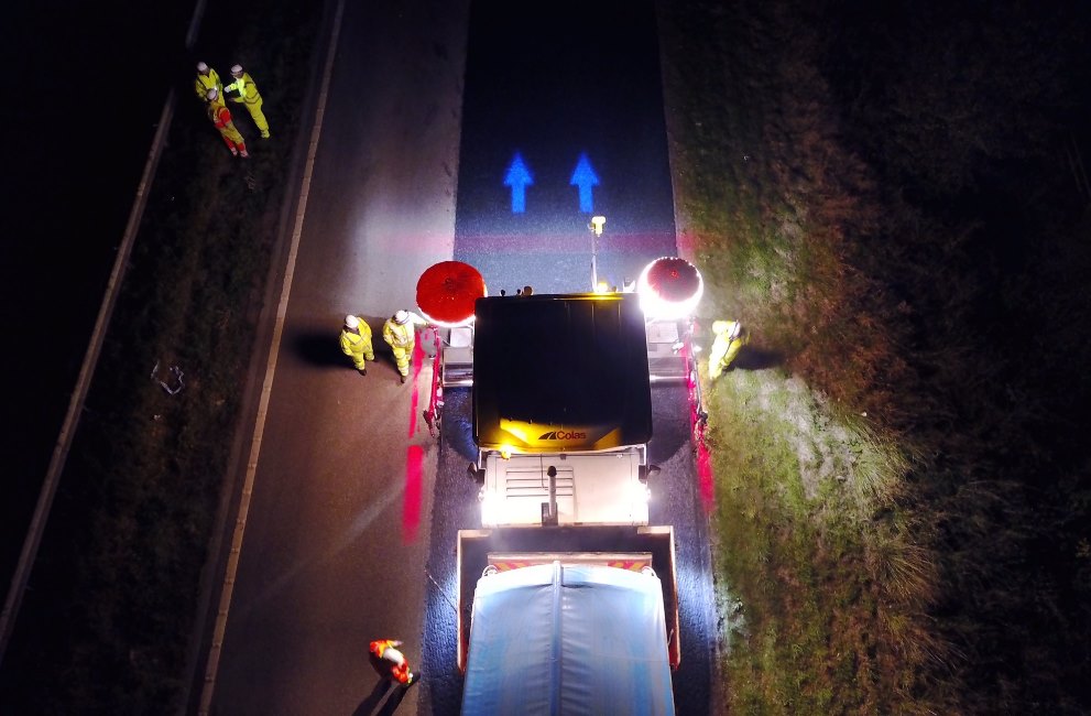 And finally… Red lights used to mark danger zone around construction machinery