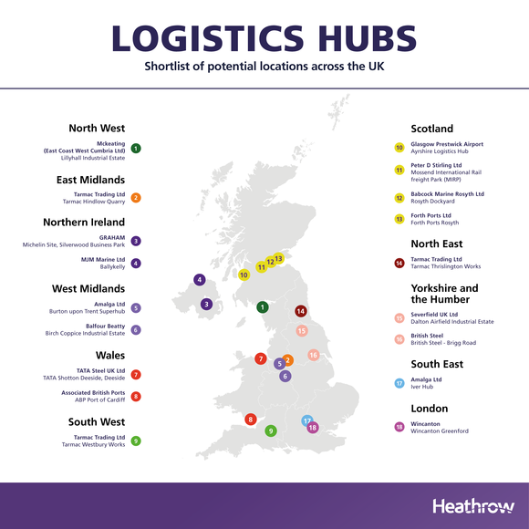 Heathrow shortlists four Scottish sites for construction hub